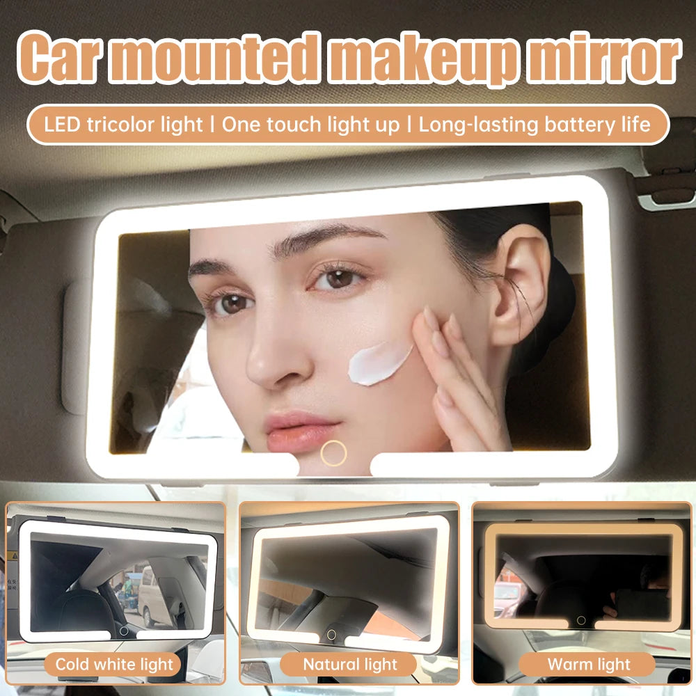 GLOBIZEM Car LED Makeup Mirror - Sun Visor (Dimmable)