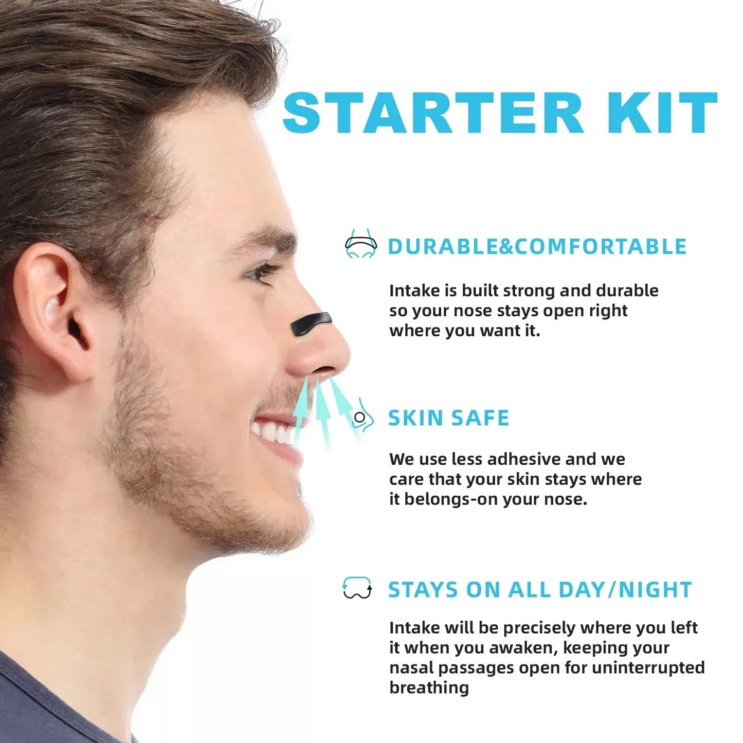 30-Day Magnetic Nasal Breathing Dilator Kit – Improve Sleep, Reduce Snoring & Boost Airflow